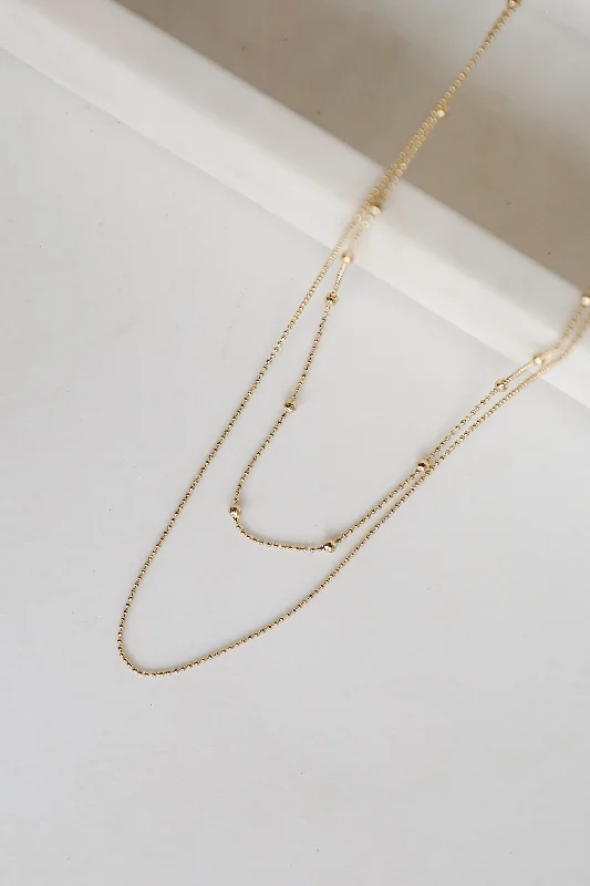 Classic Silver Necklace-Kinsley Gold Layered Chain Necklace