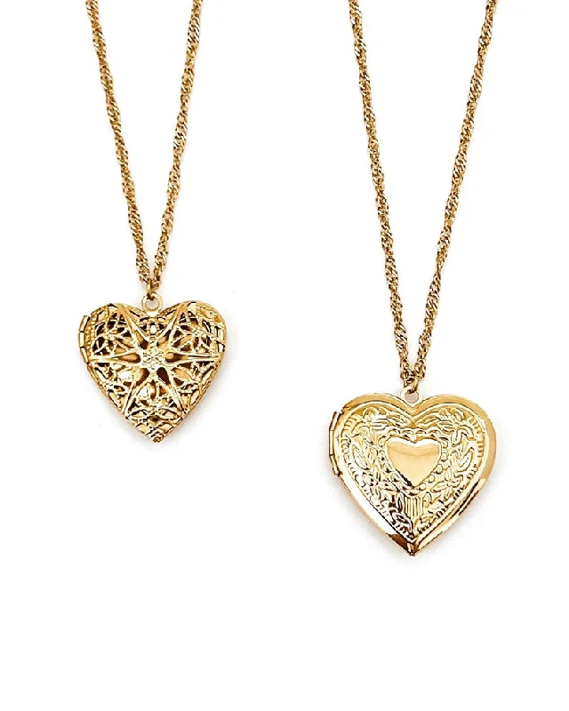 Chic Silver Necklace-Thelma Heart Locket Necklace || Choose Style