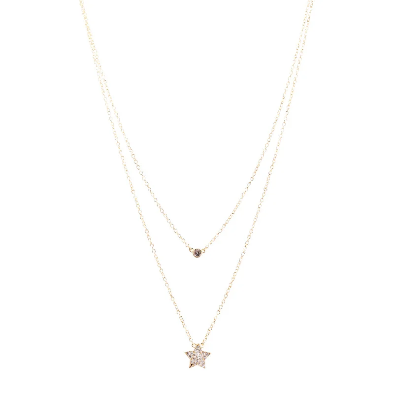 Tropical Necklace for Summer-Double Layer Star Charm Necklace