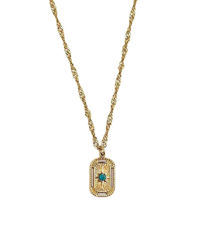 Geometric Gold Necklace-Leanne Turquoise Stone Necklace