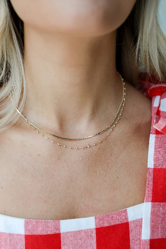 Long Chain Necklace for Women-Hazel Gold Layered Chain Necklace