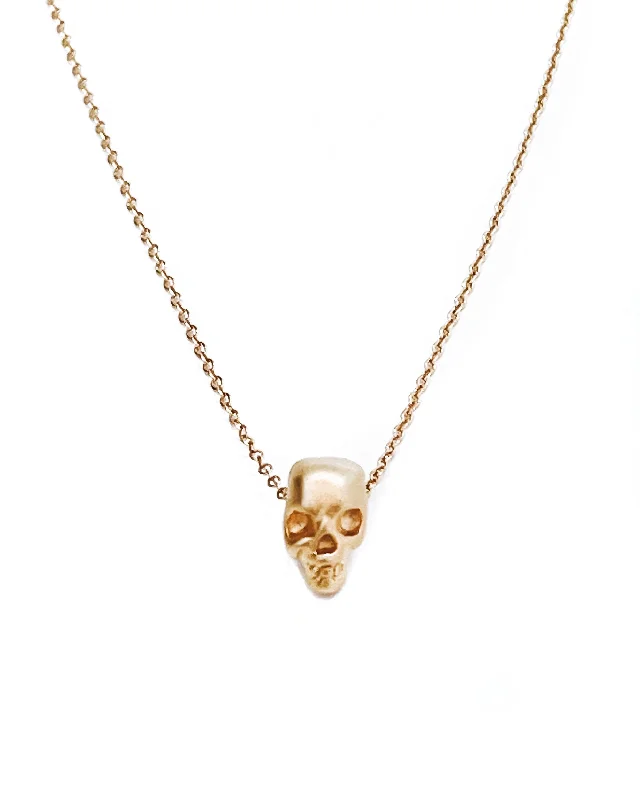 Heart Pendant Necklace-Trixie Matte Skull Necklace