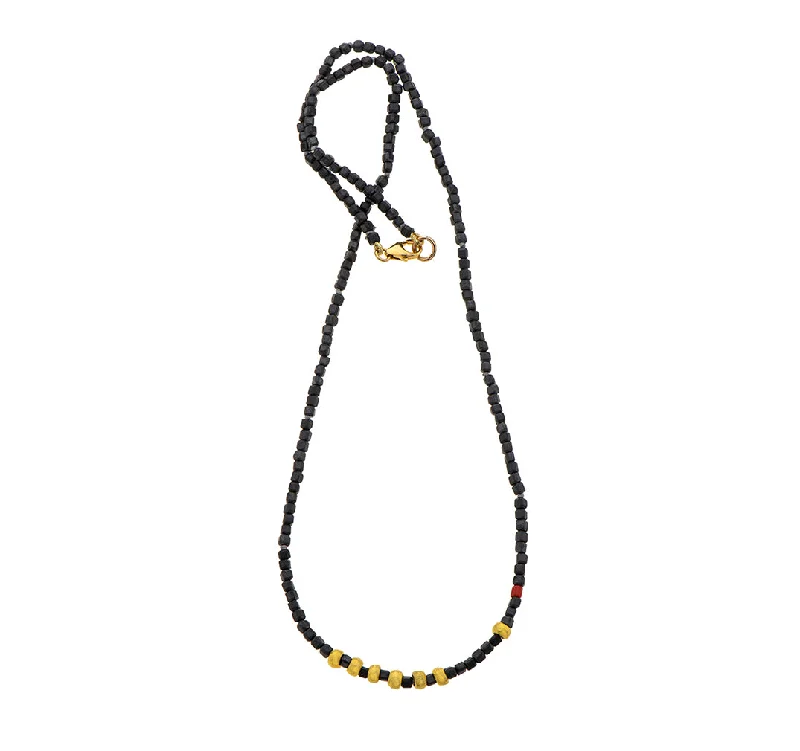 Small Gold Necklace-Nava Zahavi Yellow Gold Obsidian Necklace