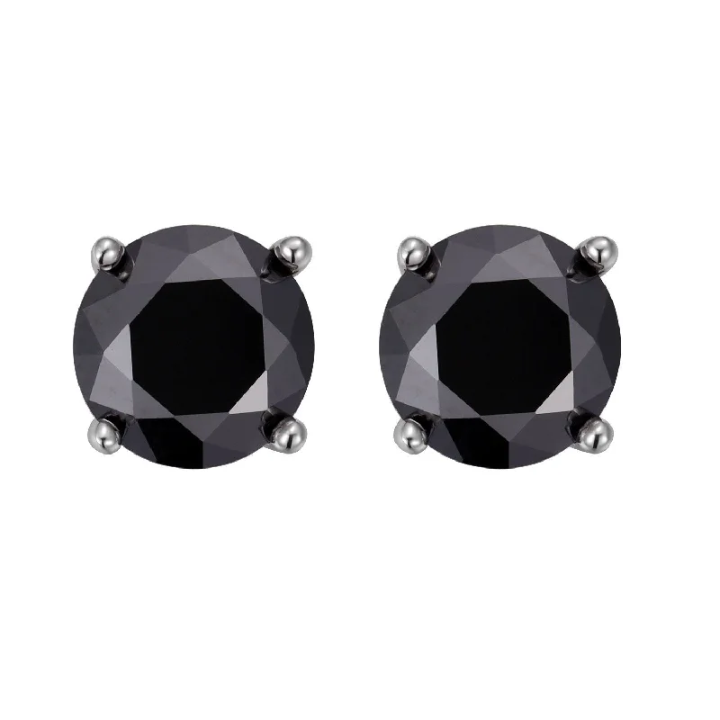 A Pair of Black Diamond Stud Earrings