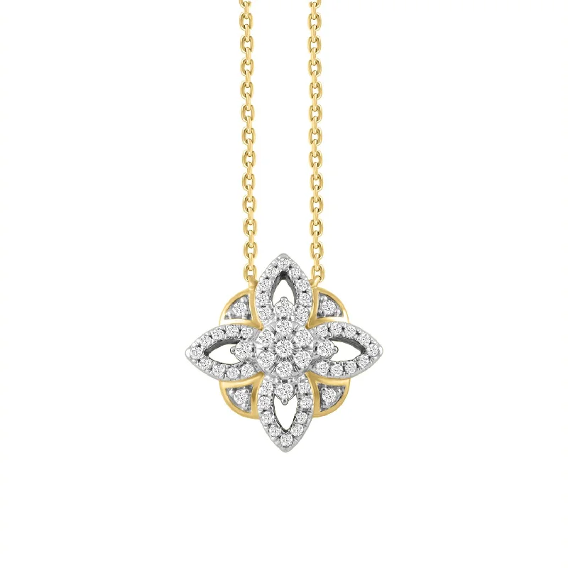 Adjustable Necklace for Women-LADIES NECKLACE 0.25CT ROUND DIAMOND 10K YELLOW GOLD