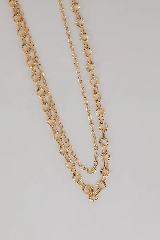 Long Gold Necklace-Sadie Gold Layered Chain Necklace