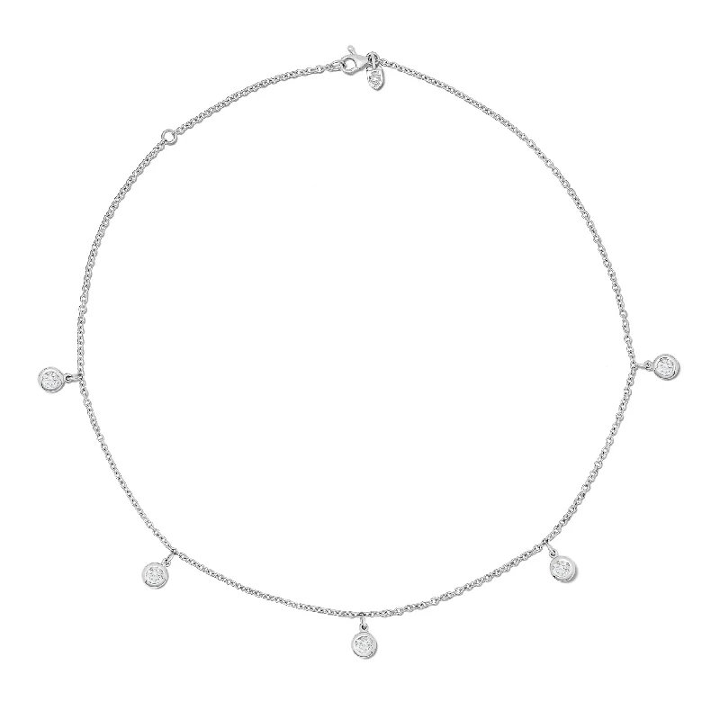 Simple Bar Necklace for Women-Talya Five Stone Necklace 18ct White Gold - Diamond