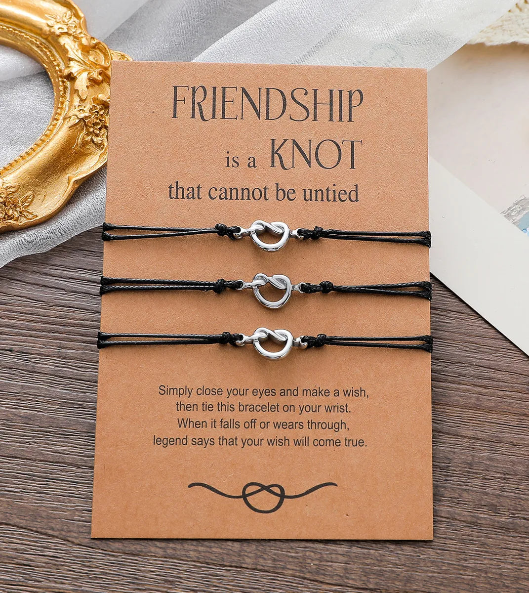 Designer Wedding Ring Set-New Friendship Card Fine Polishing Oil Pressure Stainless Steel Knot Braided Bracelet Set