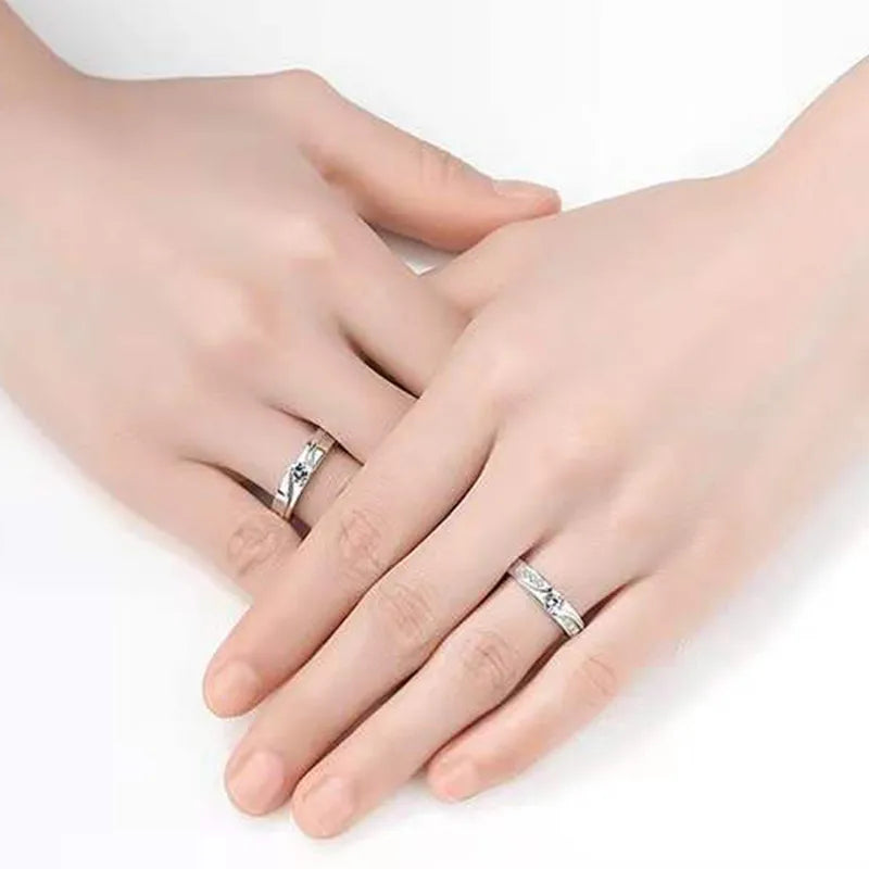 Dainty Wedding Ring Set-Copper Silver Plated Simple Style Inlay Geometric Zircon Open Rings