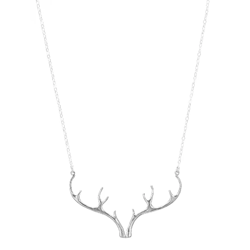 Handmade Pendant Necklace-Sterling Silver Antler Necklace