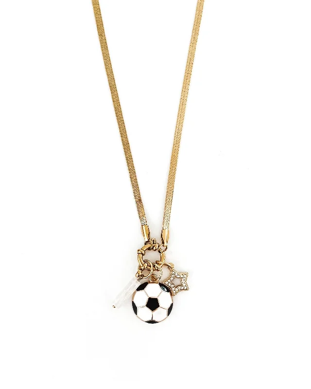 Minimalist Diamond Necklace-Soccer Charm Necklace