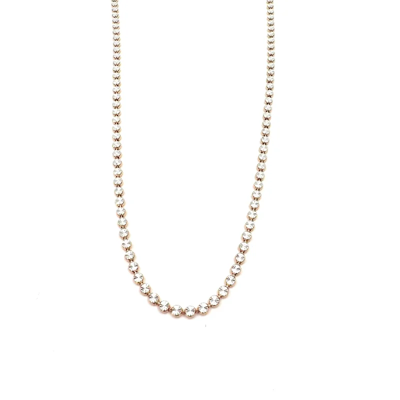 Double Chain Necklace-Ashley Gold Sterling Silver Rose Gold Plated Diamond Cut Necklace