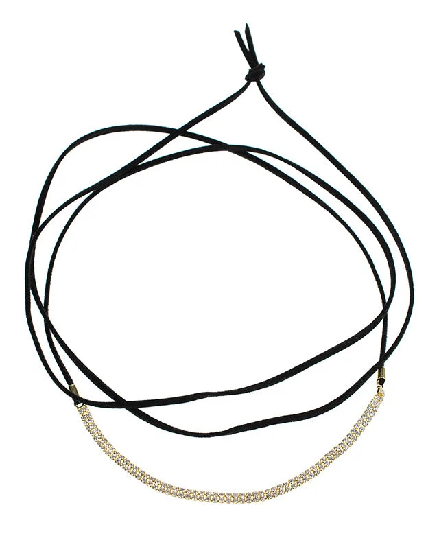 Gold Twist Necklace-Round CZ Wrap Necklace