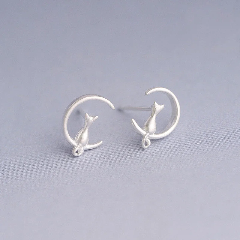 Moon Cat Ear Studs