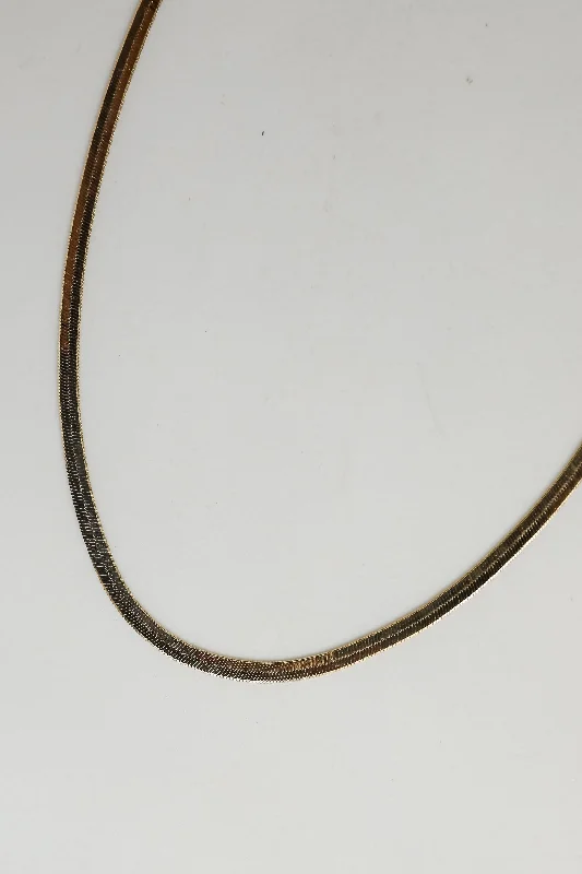 Simple Diamond Necklace-Monica Gold Snake Chain Necklace