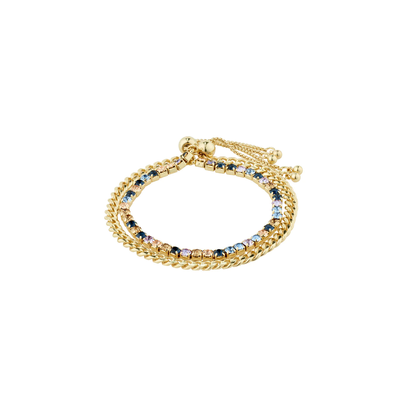 Simple Silver Chain Bracelet-Reign Gold Plated 2-in-1 Bracelet Set