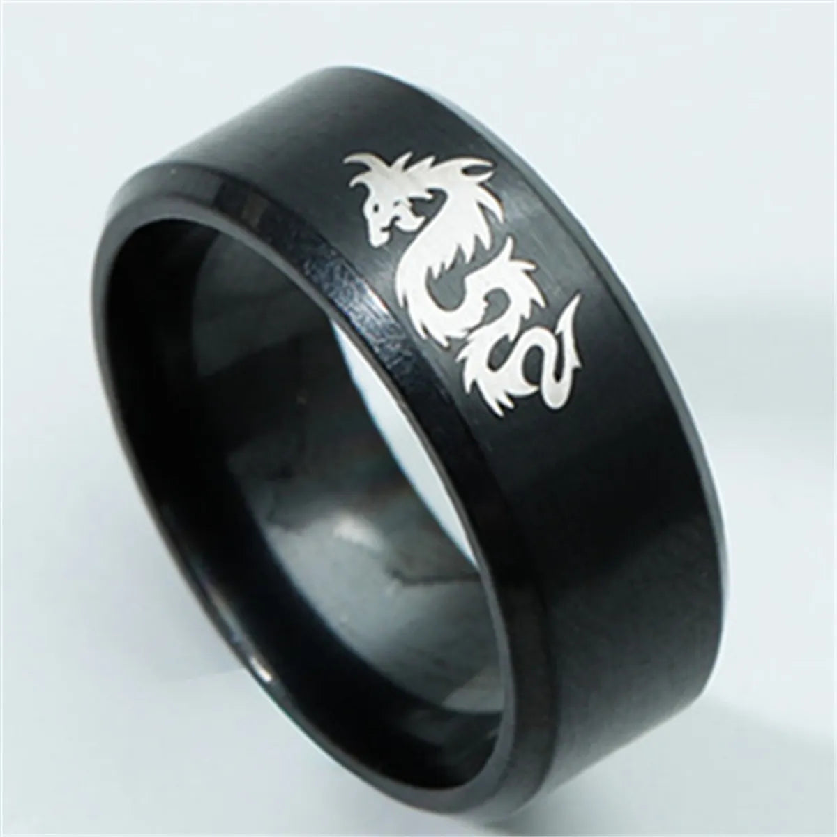 Sterling Silver Wedding Ring-316 Titanium Steel Ring Men'S Dragon Pattern Ring