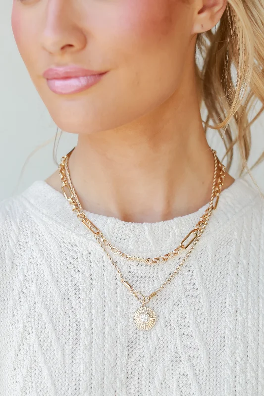 Handmade Pearl Necklace-Danielle Gold Layered Necklace