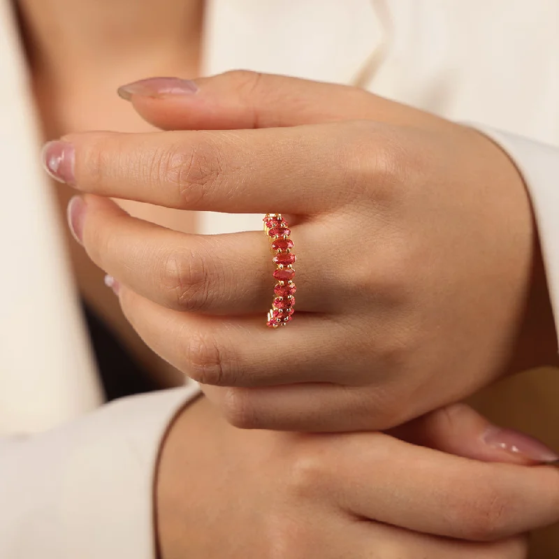 B Style Deep Pink Zirconium Diamond Ring