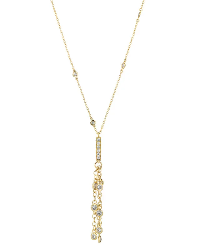 Luxury Gold Necklace-CZ Fringe Drop Necklace