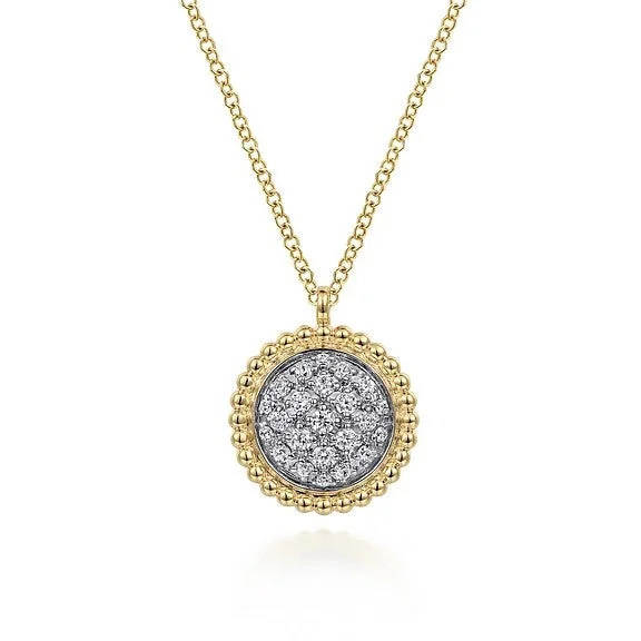 Star Shaped Necklace-14K Yellow Gold Bujukan and Diamond Pave Pendant Necklace