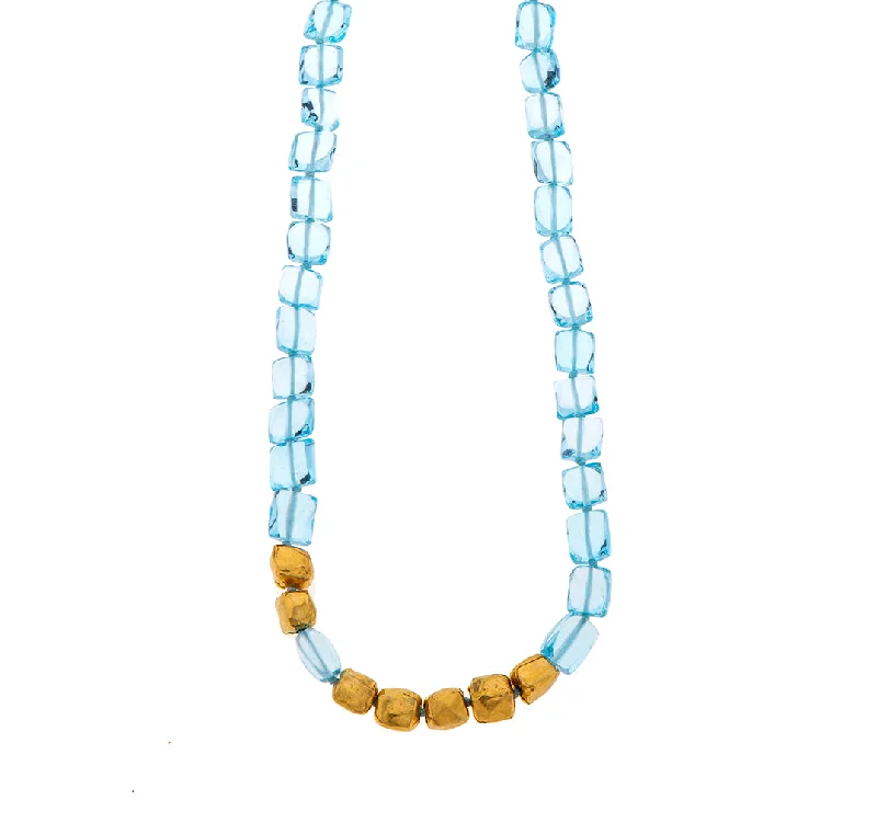 Long Gold Necklace-Nava Zahavi Seven Blue Topaz Necklace