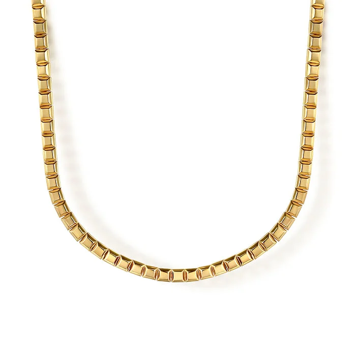 Long Silver Necklace-14K Yellow Plain Gold Tennis Necklace