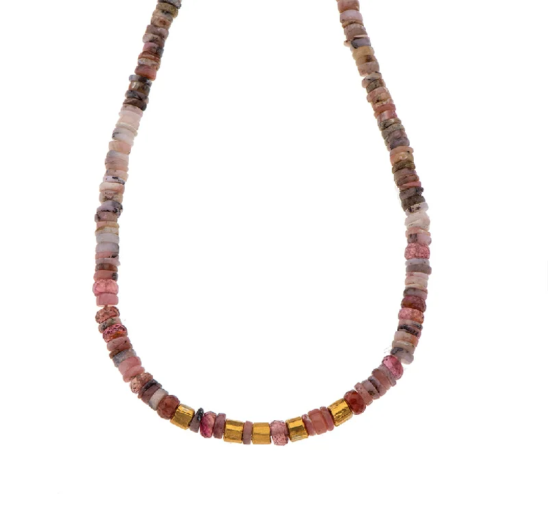 Trendy Gold Necklace-Nava Zahavi Pink Slices Necklace