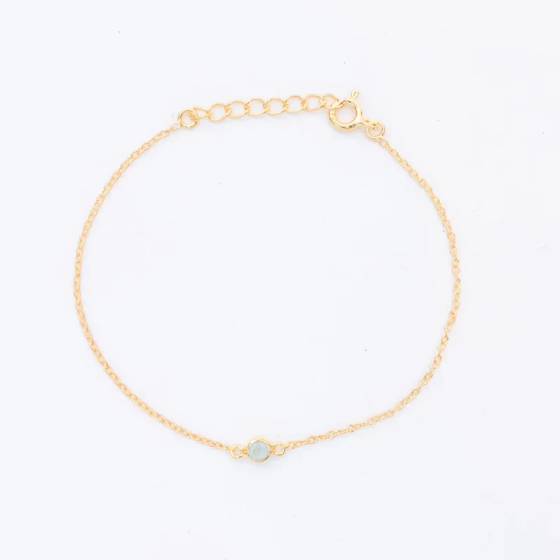 Custom Infinity Bracelet-Gold Vermeil Aqua Chalcedony Solitaire Bracelet