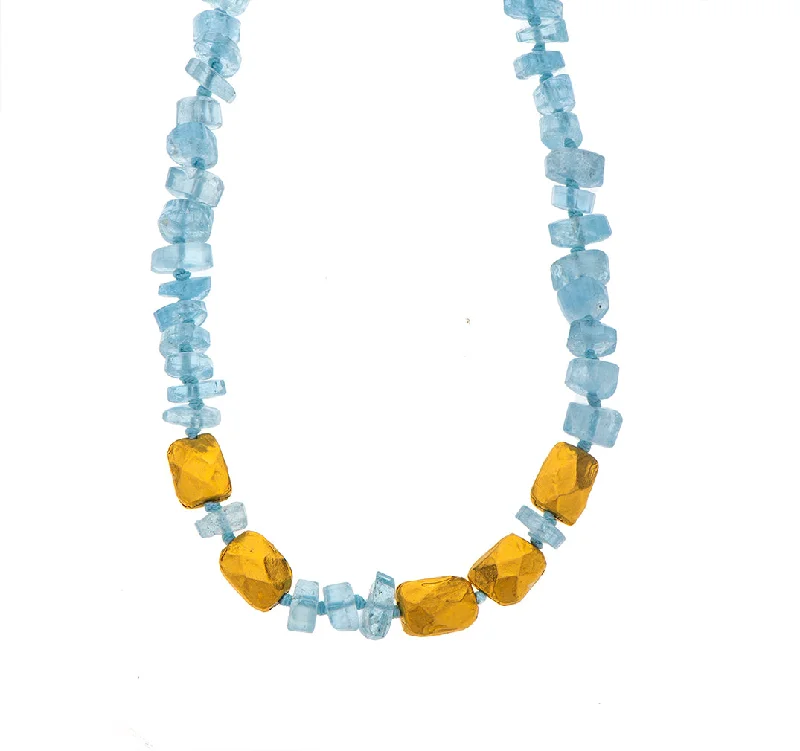 Opal Pendant Necklace-Nava Zahavi Yellow Gold Aquamarine Slices Necklace