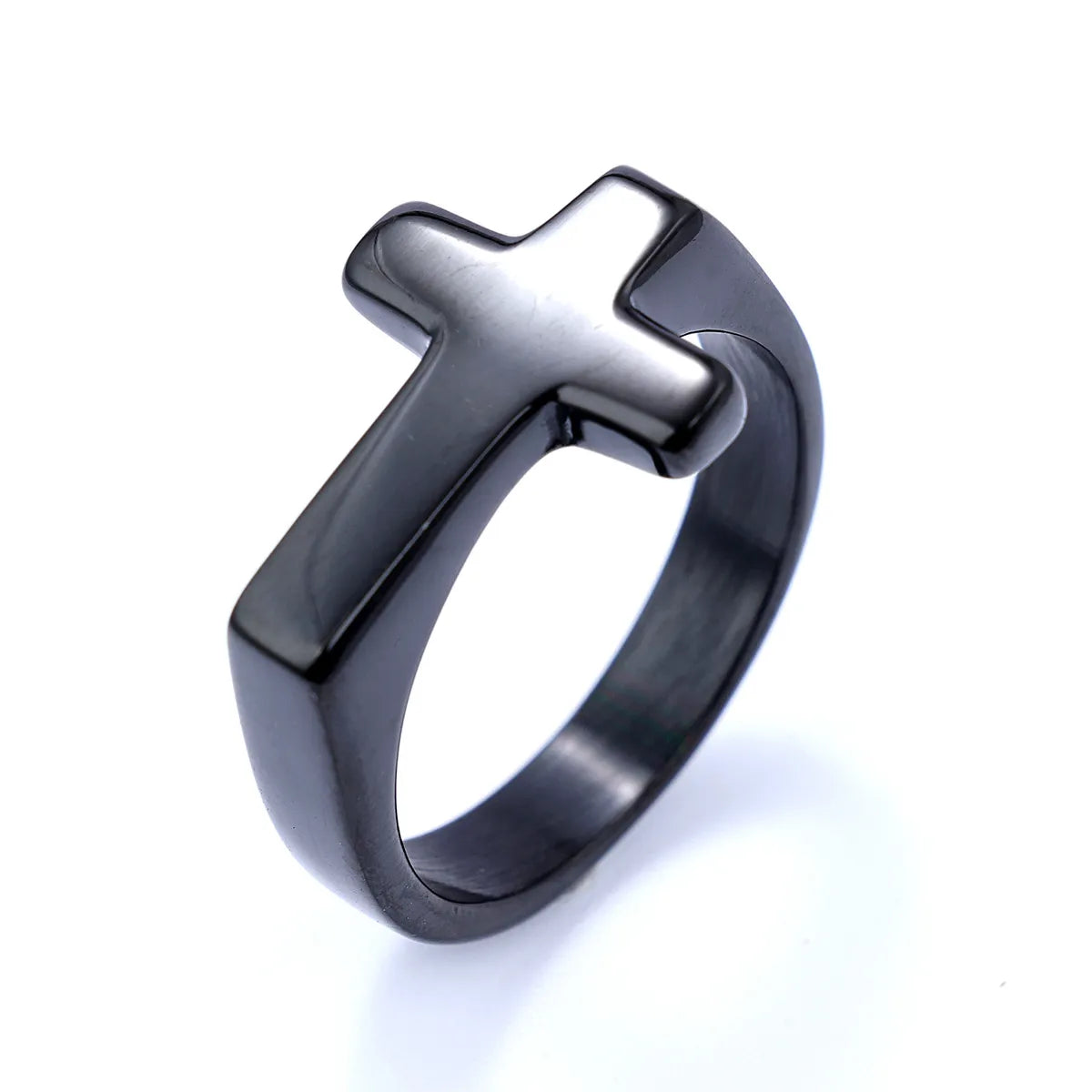 Elegant Pearl Ring-Simple Style Streetwear Cross 304 Stainless Steel Men'S Rings