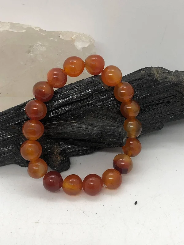 Elegant Pearl Bracelet-Carnelian 10 mm Stretchy Bracelet