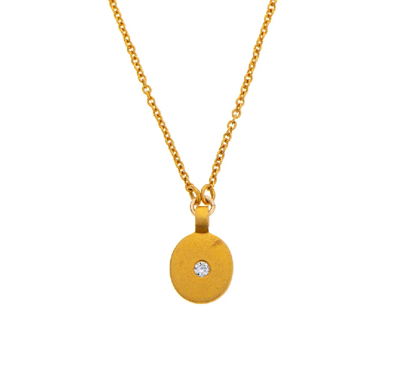 Artistic Silver Necklace-Nava Zahavi Yellow Gold Delicate Round Diamond Necklace