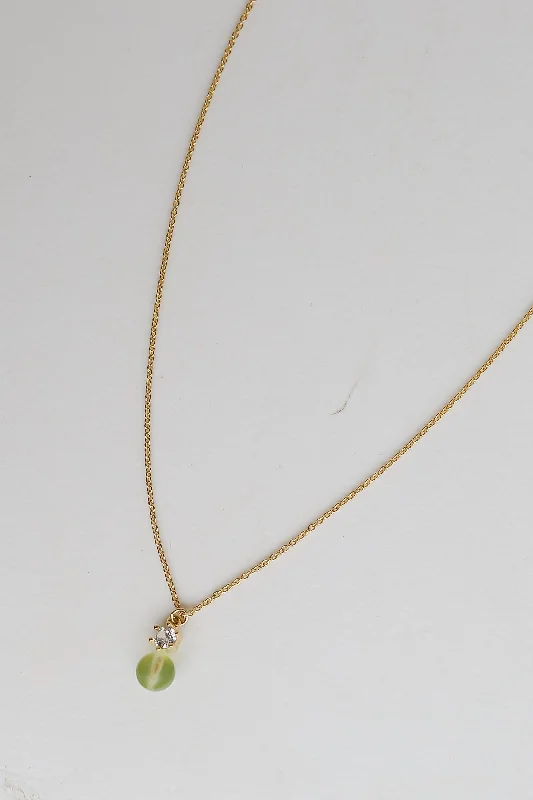 Adjustable Silver Necklace-FINAL SALE - Ashley Gold Mini Stone Charm Necklace