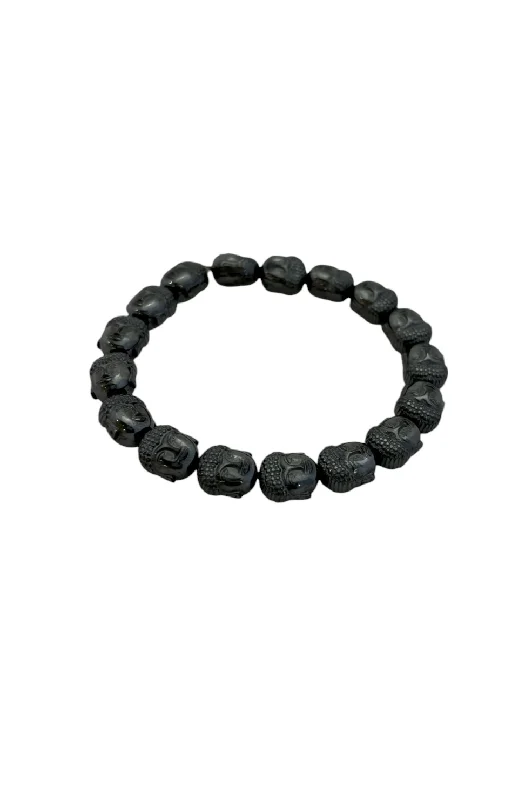 Rose Gold Gemstone Bracelet-Buddha Bracelet - Black