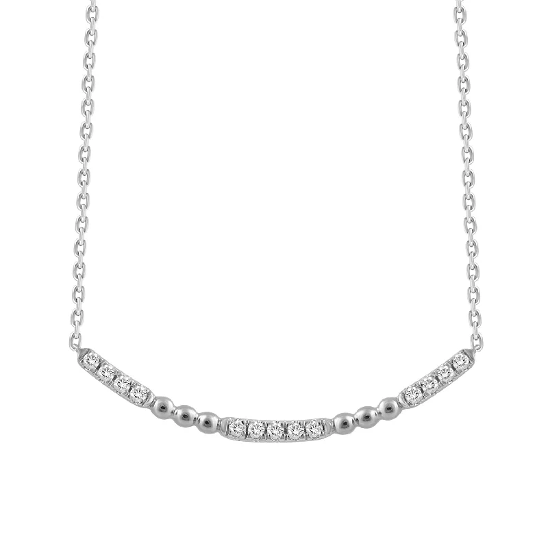 Modern Silver Necklace-LADIES NECKLACE 0.16CT ROUND DIAMOND 10K WHITE GOLD