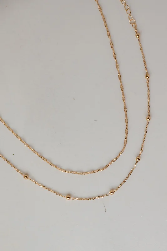 Geometric Crystal Necklace-Jodie Gold Layered Chain Necklace