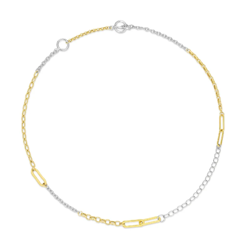 Simple Gold Necklace-Petite Patchwork Chain Necklace