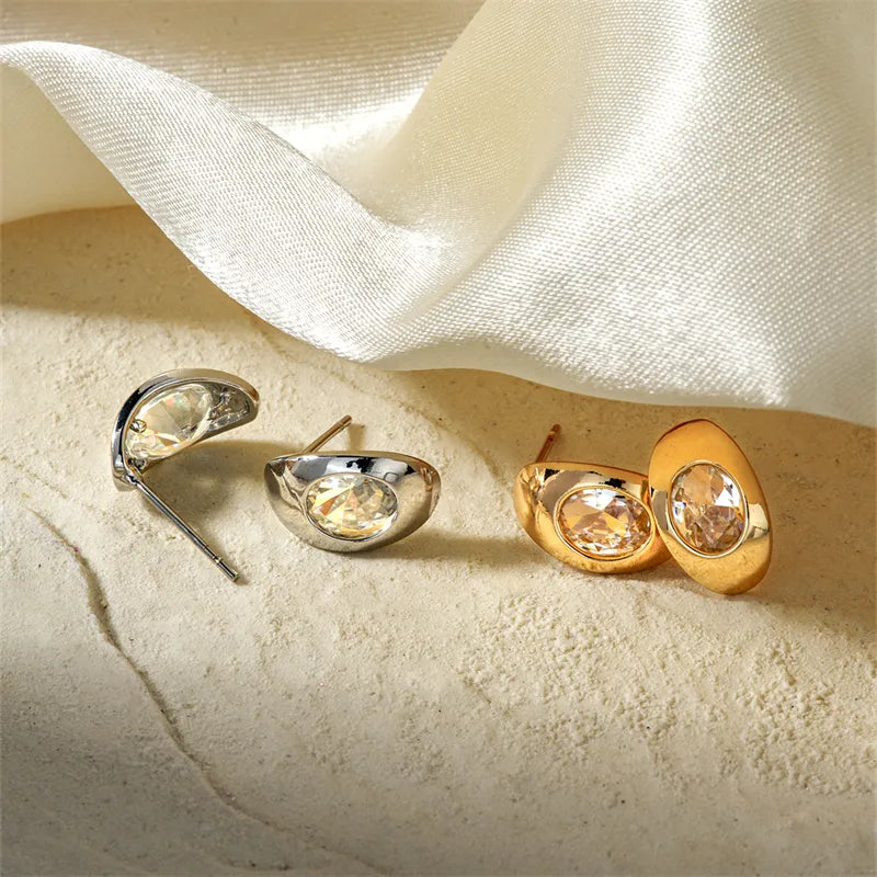 Custom Handmade Ring-1 Pair Glam Vacation Sports Geometric Inlay Copper Zircon K Gold Plated Rhodium Plated Ear Studs