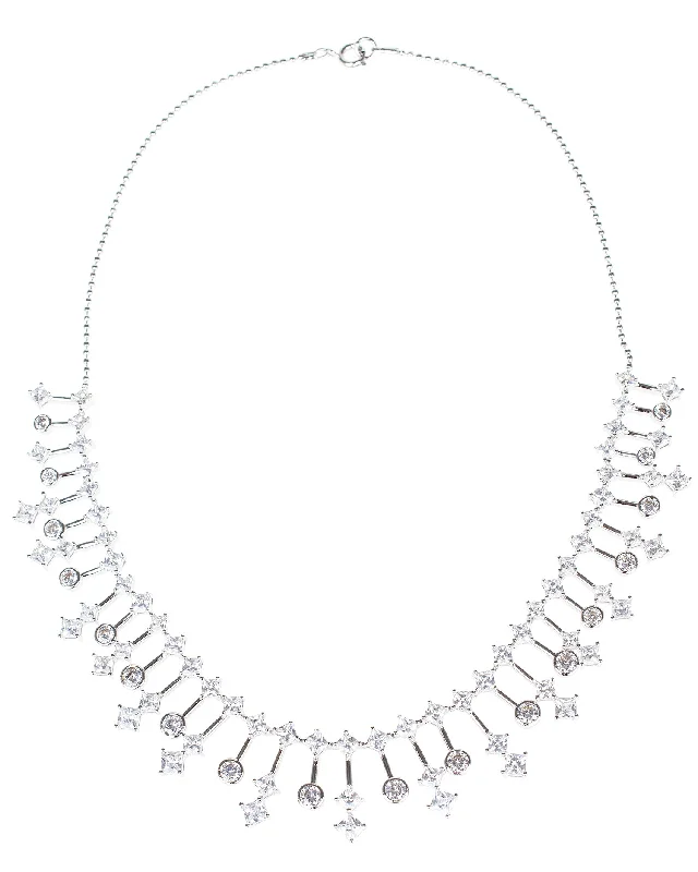 Dainty Silver Necklace-Round CZ Necklace