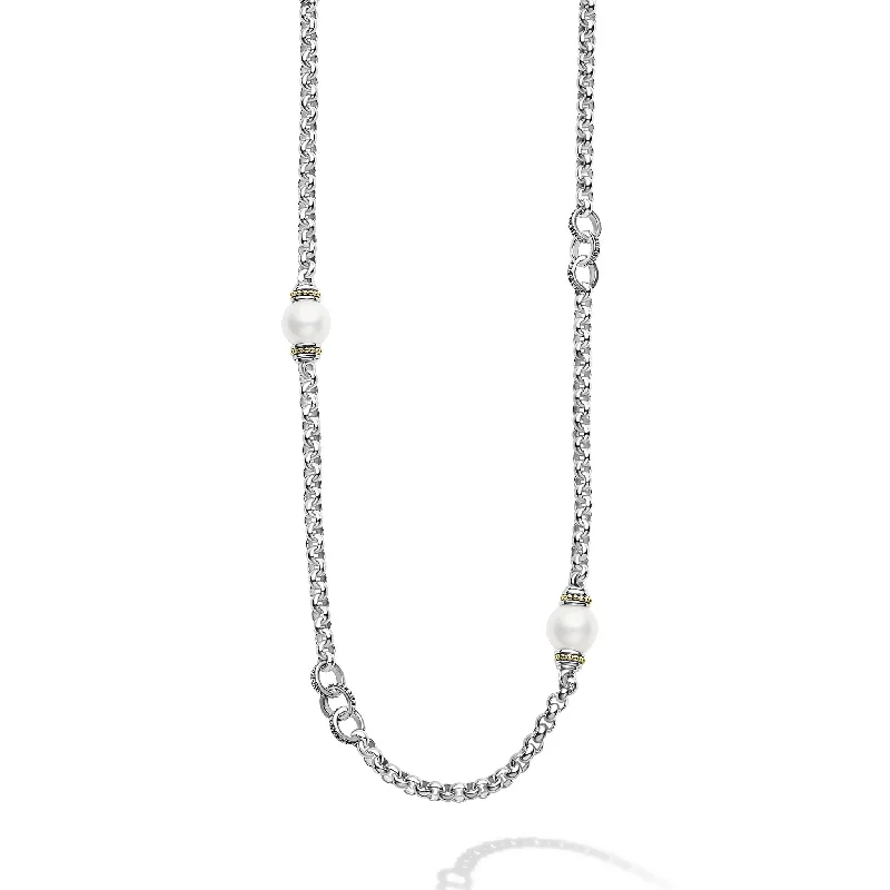 Designer Charm Necklace-Luna Five Pearl Link Necklace