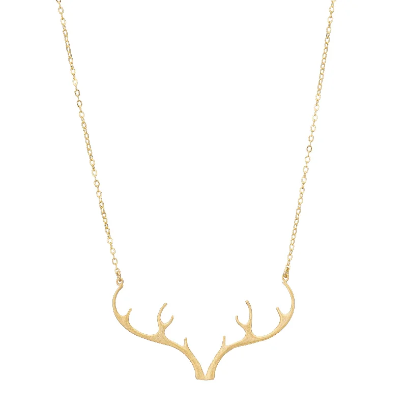 Personalized Gold Necklace-Antler Necklace