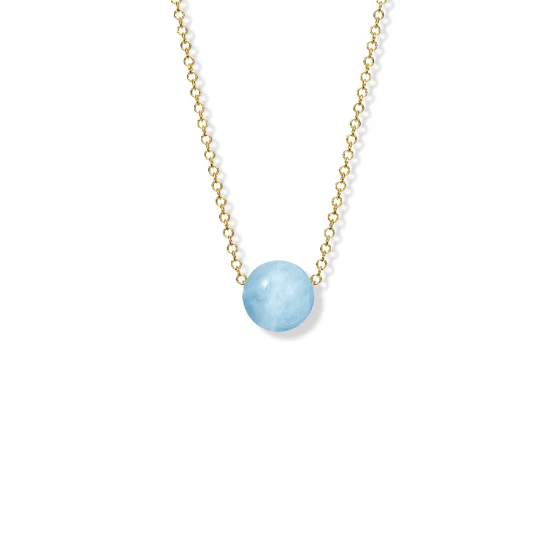 Classic Beaded Necklace-Pelota Necklace Yellow Gold - Aquamarine