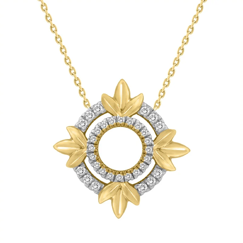 Trendy Pendant Necklace-LADIES NECKLACE 0.16CT ROUND DIAMOND 10K YELLOW GOLD