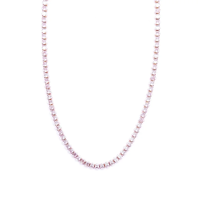 Long Silver Necklace-Henrietta Oval Tennis Necklace