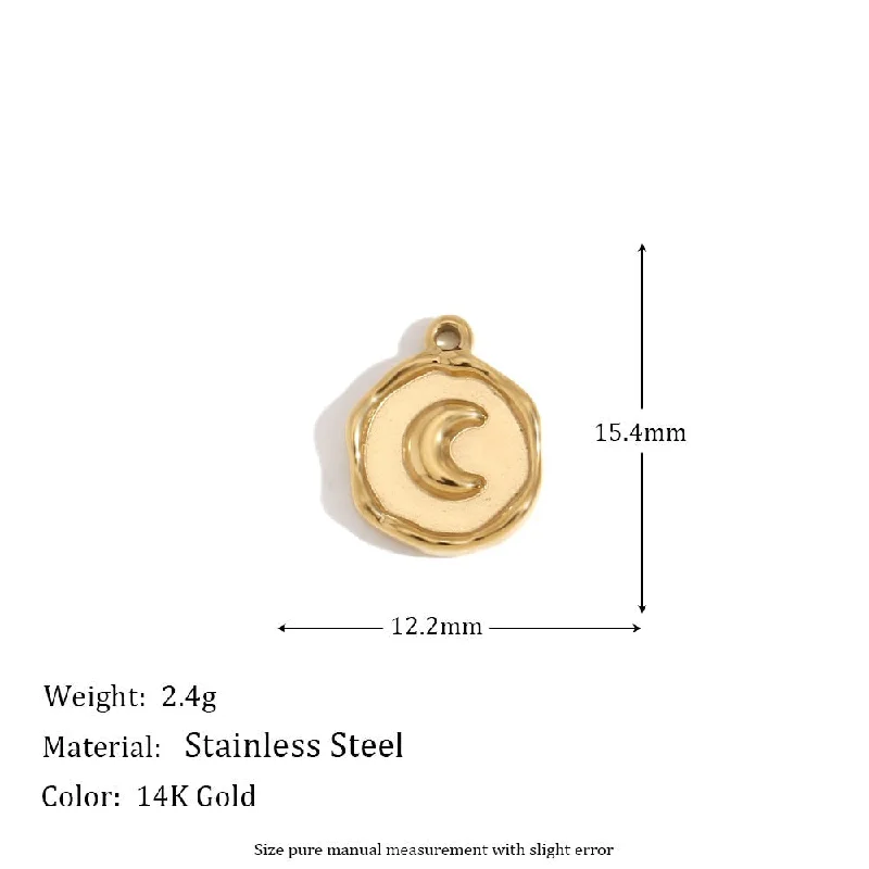 Irregular circular groove moon pendant - gold