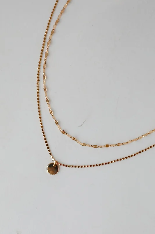 Statement Heart Necklace-Emery Gold Layered Chain Necklace