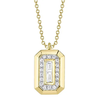 Geometric Bar Necklace-0.09CT DIAMOND BAGUETTE NECKLACE