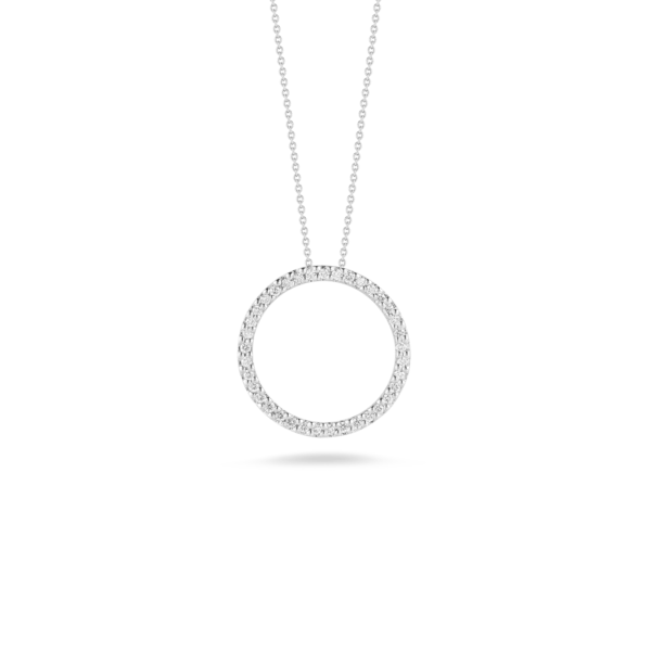 Minimalist Diamond Necklace-18K WHITE GOLD TINY TREASURES MEDIUM DIAMOND CIRCLE NECKLACE