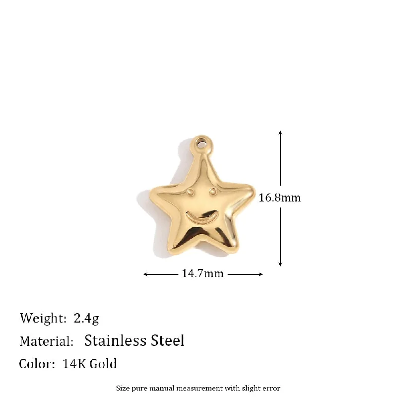 Smiling Five pointed Star Pendant - Gold